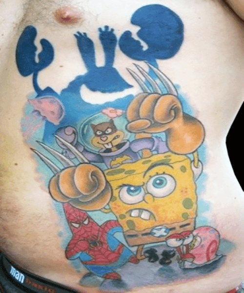 Chest Spongebob Mens Tattoo Ideas