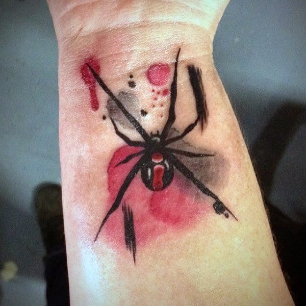 Chic Spider Painting Tattoo On Wrist For Men