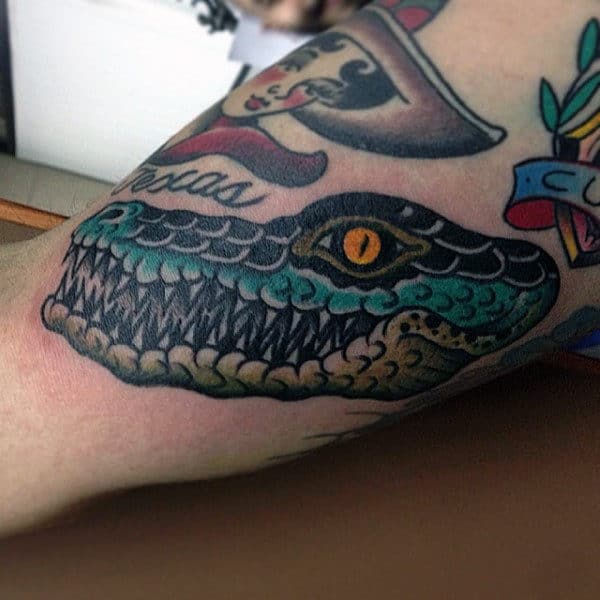 Chinese Alligator Tattoo For Men On Bicep