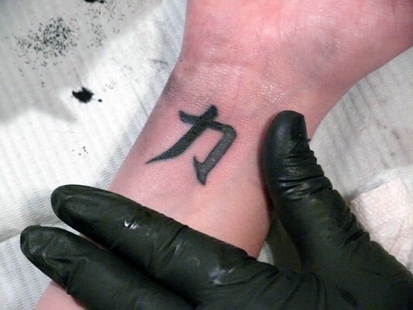 Chinese Strength Wrist Symbol Tattoo For Guys