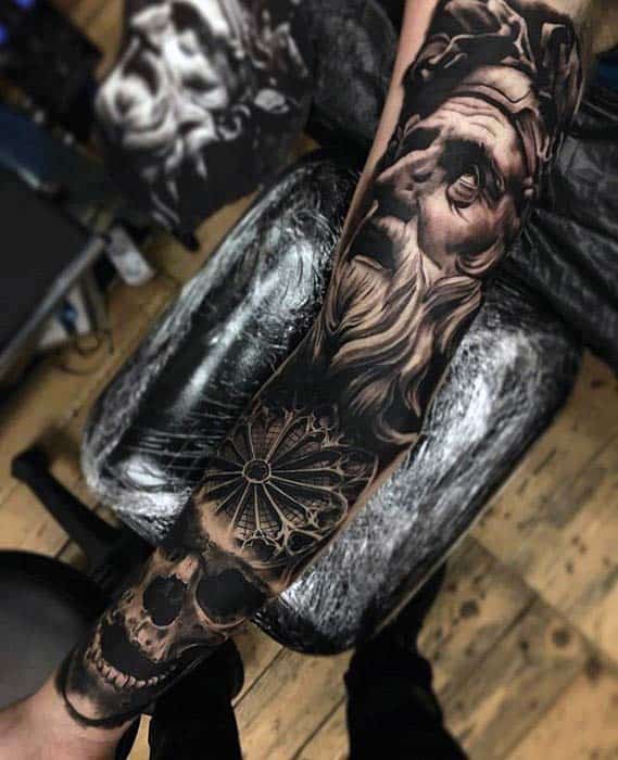 Church Window With Skull Badass Mens 3d Forearm Tattoos