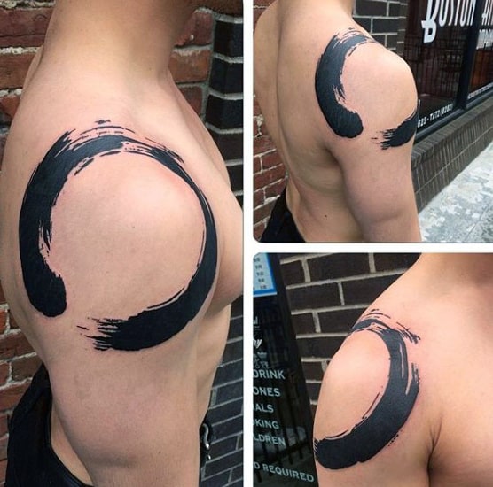 Circle Brush Stroke Shoulder Male Tattoos