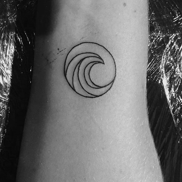 Circle Simple Wave Mens Small Forearm Tattoo