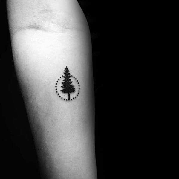 Circle Tree Simple Mens Forearm Tattoos