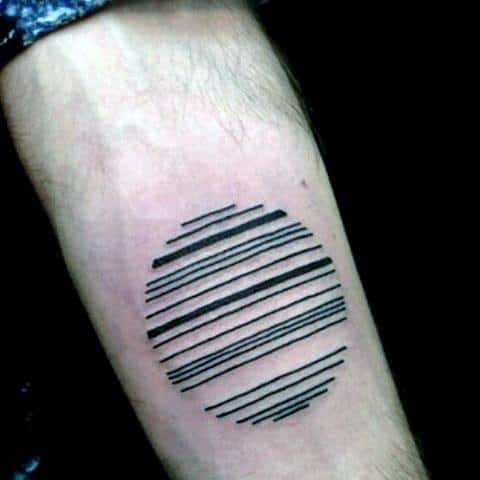 Circle With Black Ink Lines Cool Mens Simple Inner Forearm Tattoos