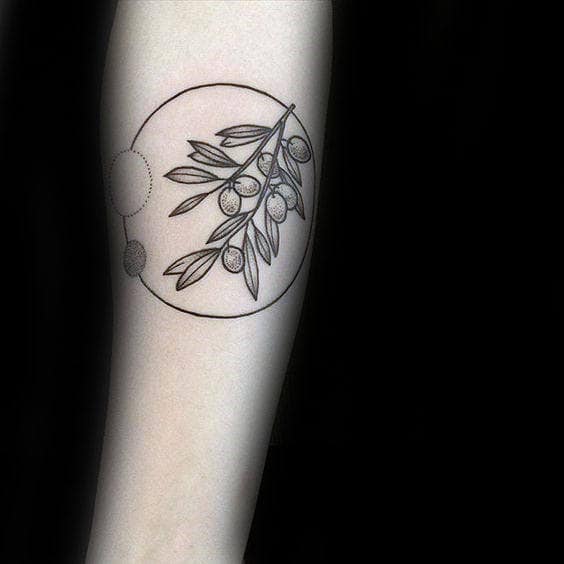 Circles Mens Olive Branch Inner Forearm Tattoo Ideas