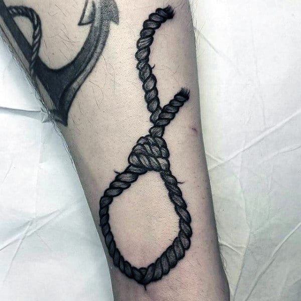 Circular Loop Formed By Rope Tattoo Male Forearms