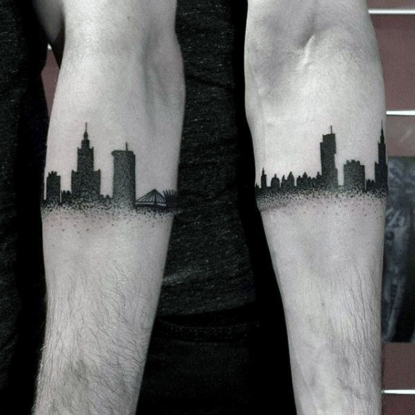 City Skyline Armband Tattoos For Guys