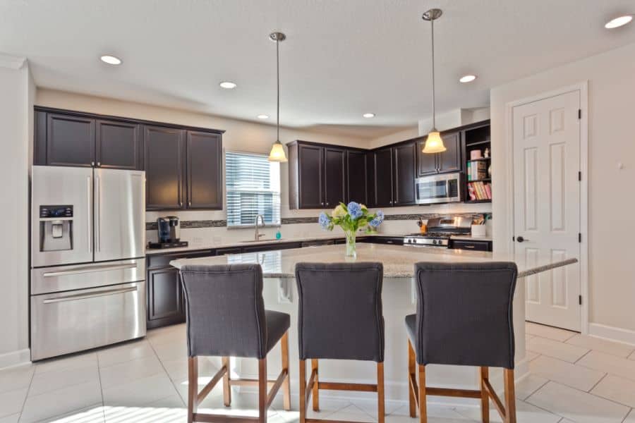 classic black and white kitchen gray chairs 