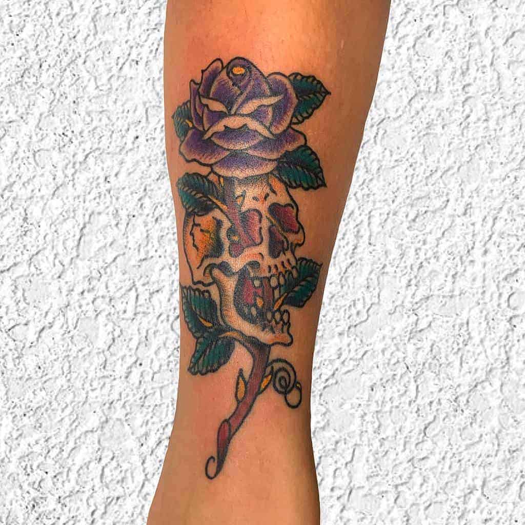 classic-colored-skull-and-rose-tattoo