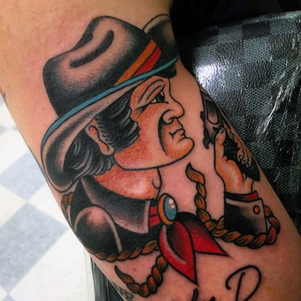 Classic Sailor Jerry Style Western Tattoo For Guys Inspiration