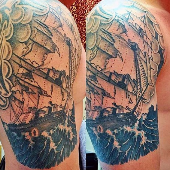Classic Sailor Tattoo For Guys On Upper Arm