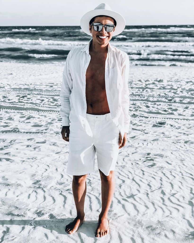 Classic White Polo And Short Mens Beach Wear