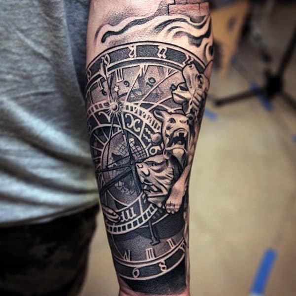 Clock Movement Tattoos Mens Forearm Sleeves