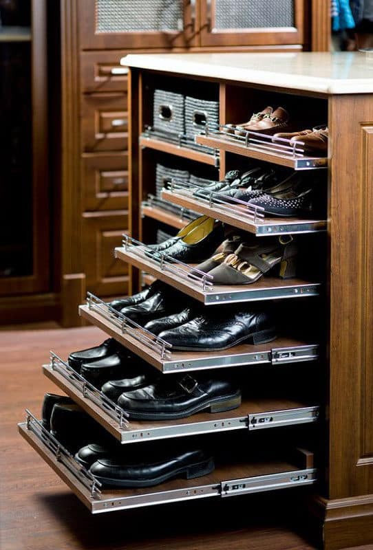 Closet Cabinet With Pull Out Dress Shoe Drawers Design