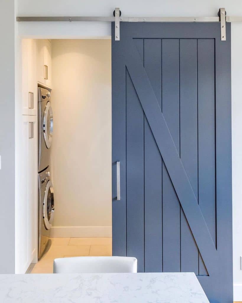 closet laundry sliding blue barn door