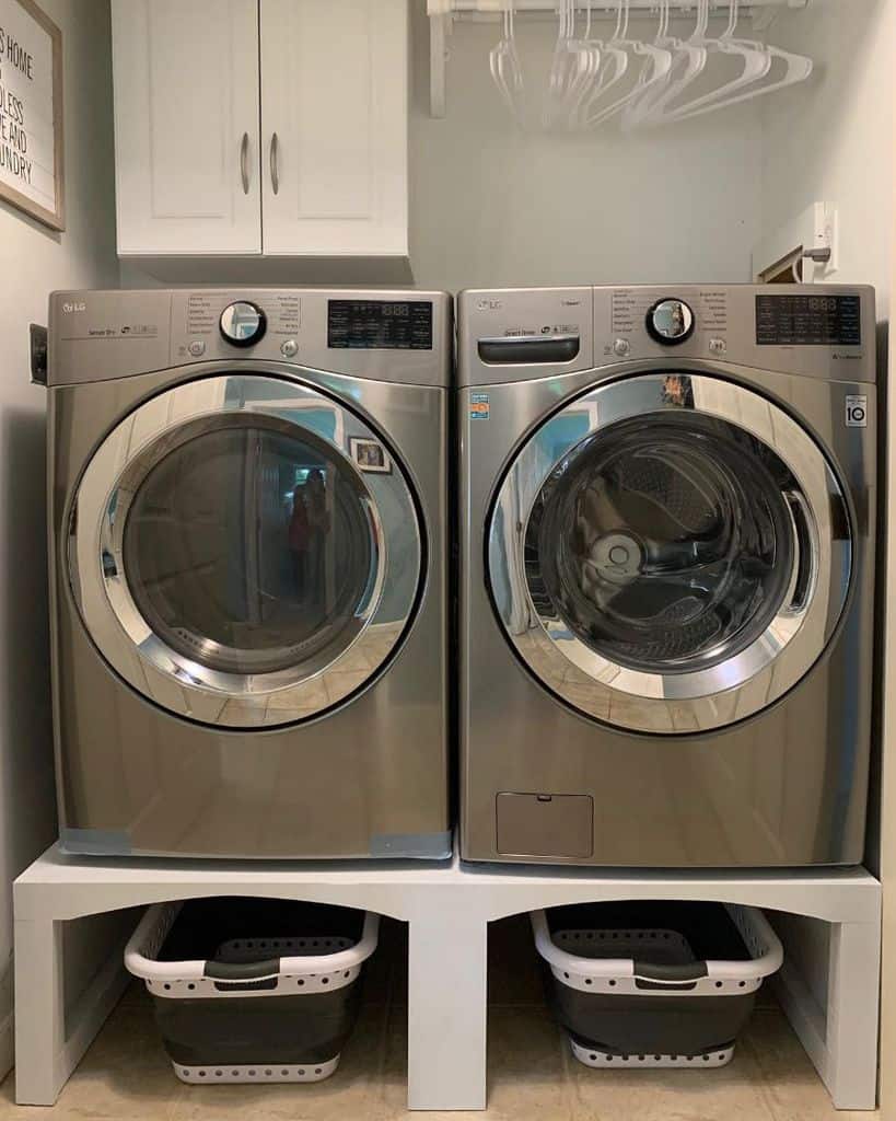 side by side washer and dryer floor storage 