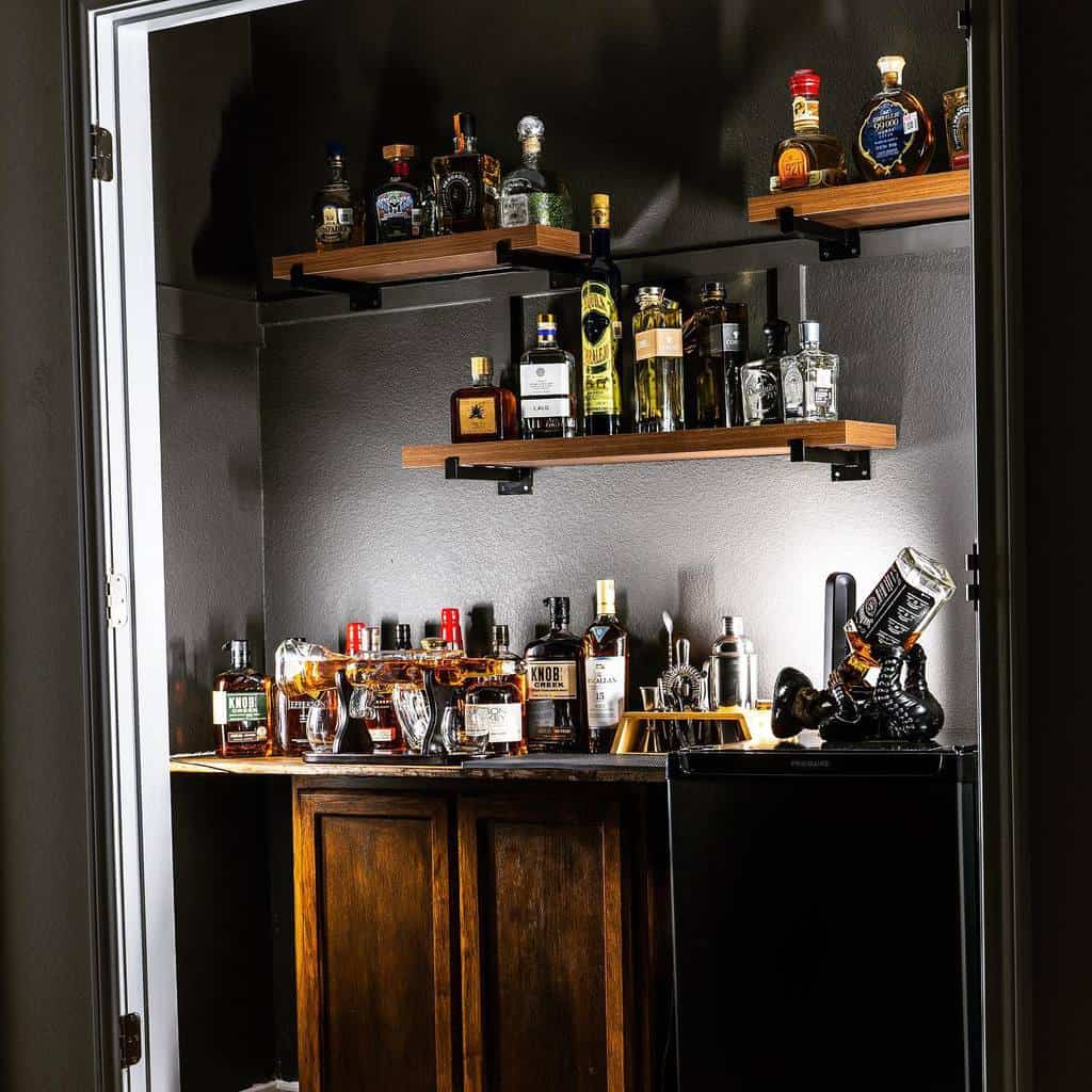 Rustic Personalised Wooden Rum Whiskey Whisky Shelf Rack Drinks Home Bar WDO EM 