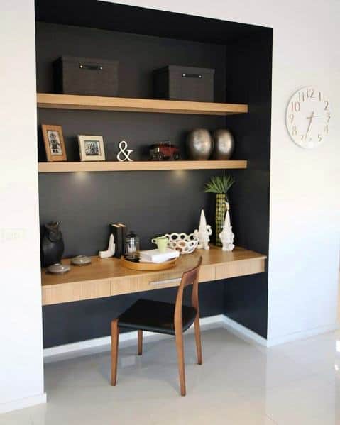 painted black with wood desk office nook