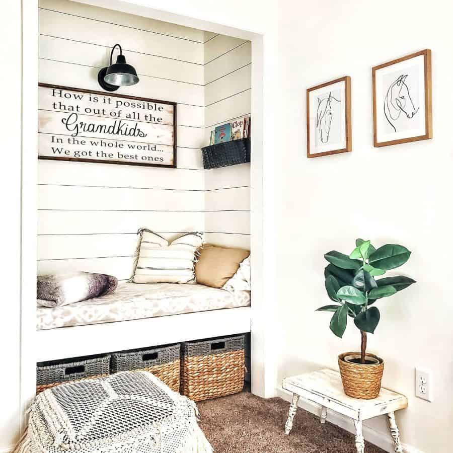 country style closet reading nook 