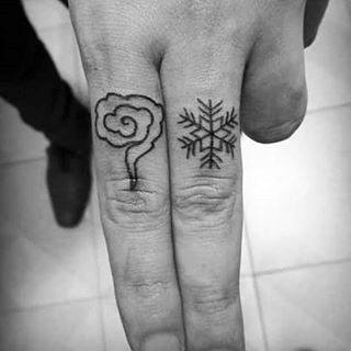 Cloud With Snowflake Mens Finger Tattoos