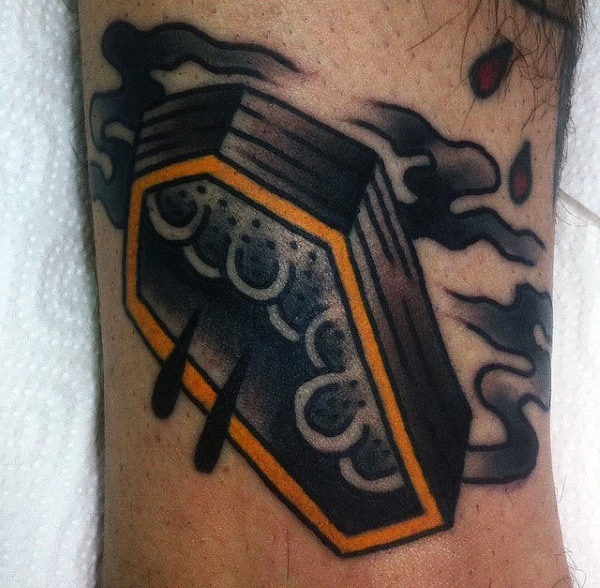 Cloudy Coffin Tattoo For Men