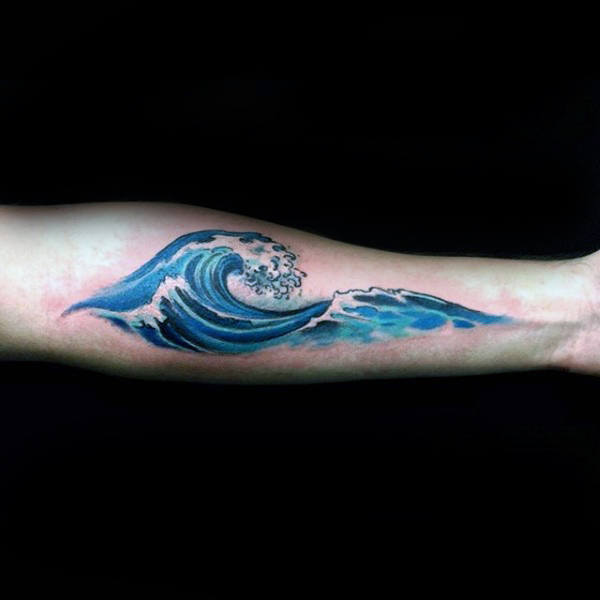 Cobalt Blue Surf Tattoo Male Forearms
