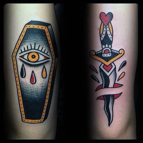 Coffin Eye Traditional Mens Arm Tattoos