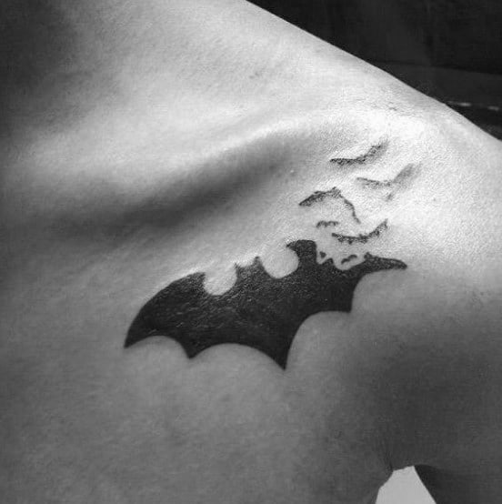 Collar Bone Male Batman Symbol Tattoos