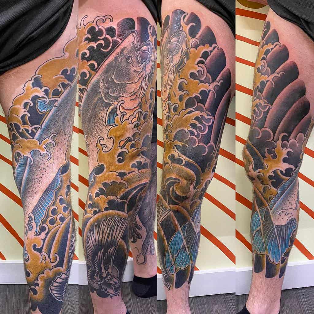 color-cat-fish-japanese-leg-sleeve-tattoo-dirtleg