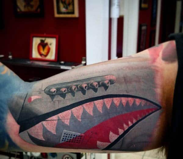 Color Male Jet Fighter Tattoo