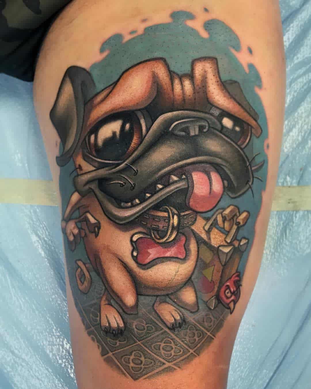 Colored And Watercolor Pug Tattoo Seangardnerisawesome