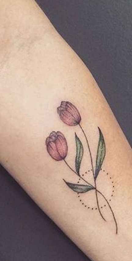 Colored Art Tulip Tattoo