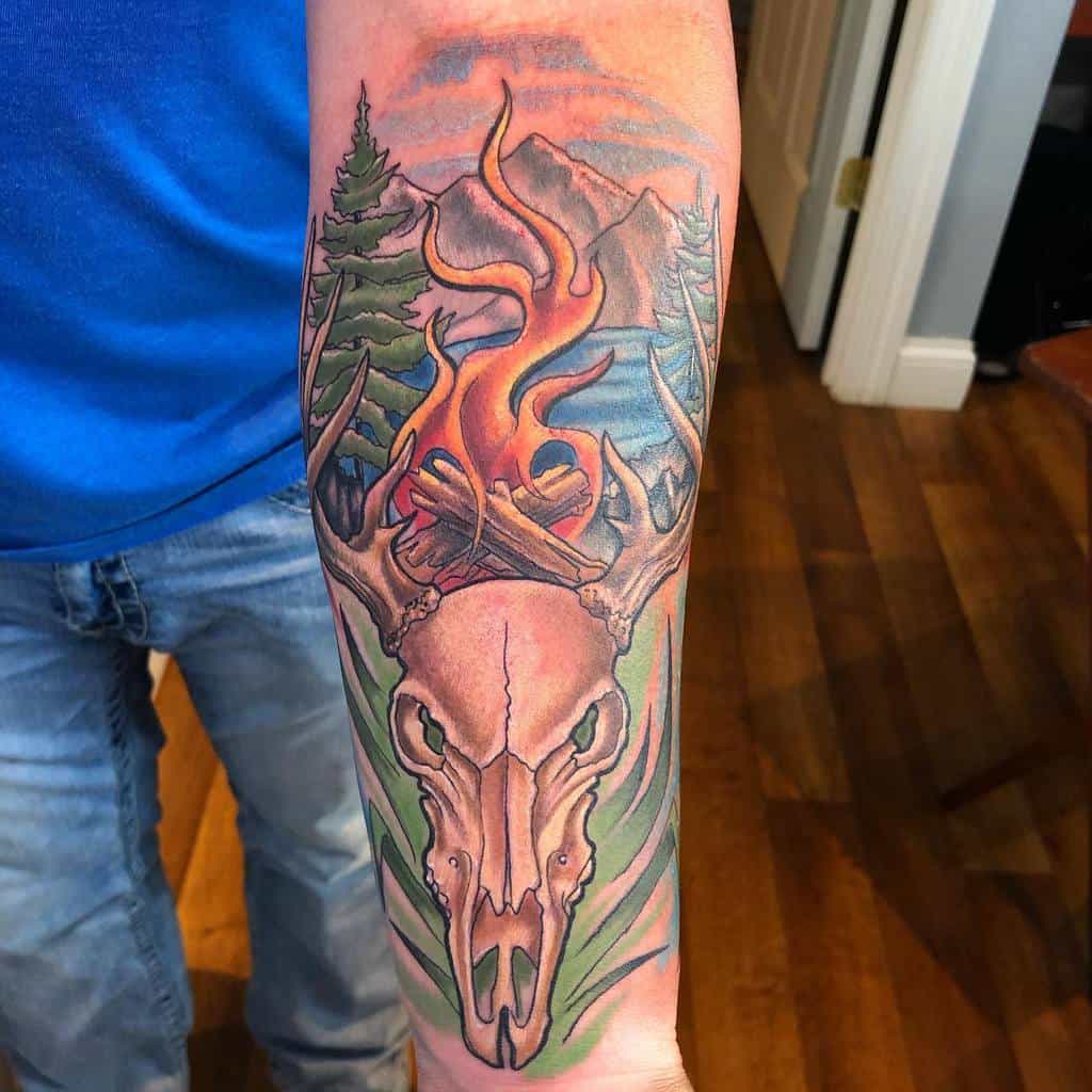 colored colored deer skull tattoo ldgoodtattoo