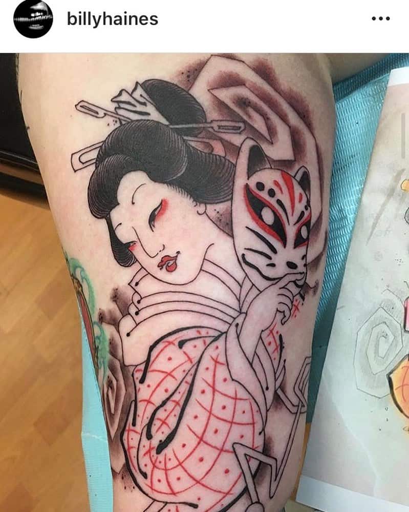 Colored Japanese Geisha Art Tattoo