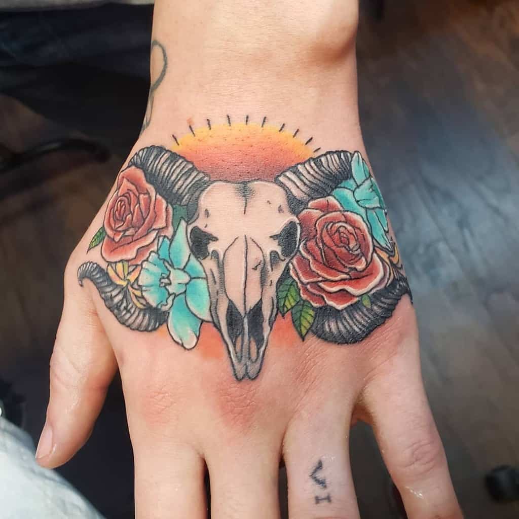 colored ram skull tattoo jmeover9000