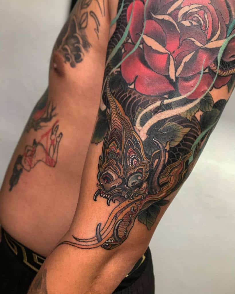 colored snake arm tattoo bryanlpn