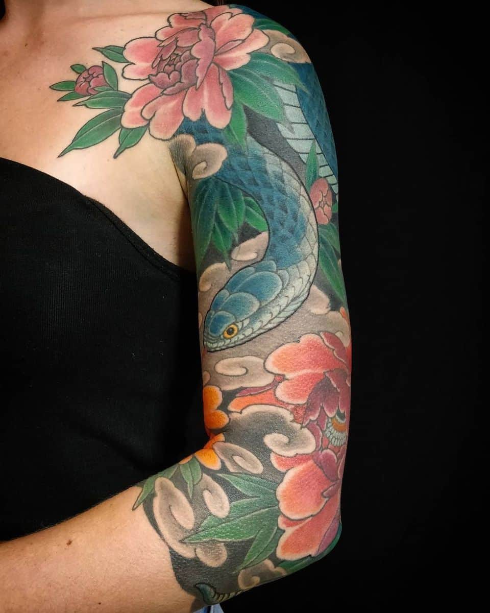 colored snake arm tattoo lionelmonsieurbiz