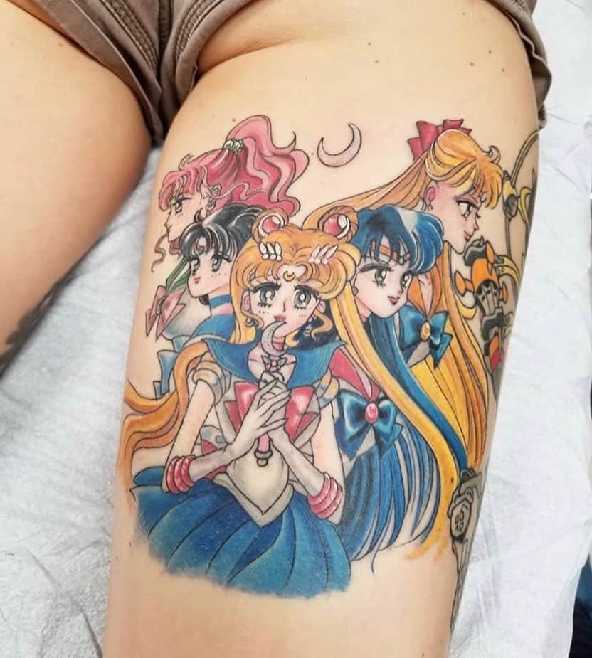 Équipe colorée Sailor Moon Tattoo