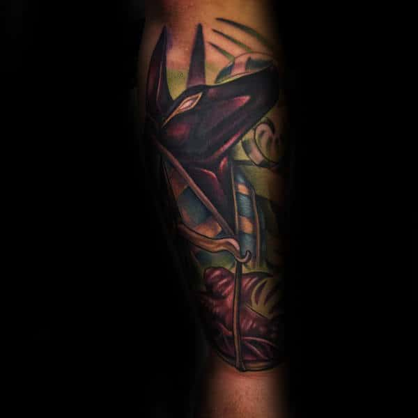Colorful Anubis Guys Tattoo Ideas Forearm Sleeve