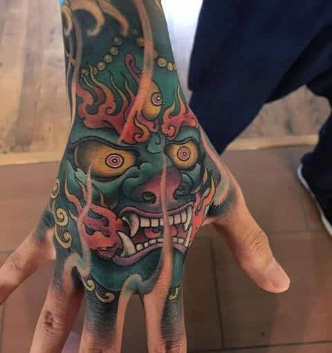 Colorful Badass Male Hand Tattoos