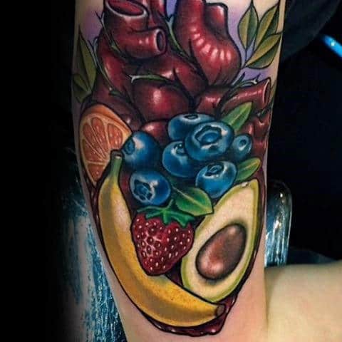 Colorful Fruits Food Tattoo Male Forearms