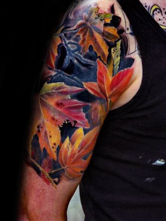 skull-color-leaf-tattoo-mancia - Stygian Gallery