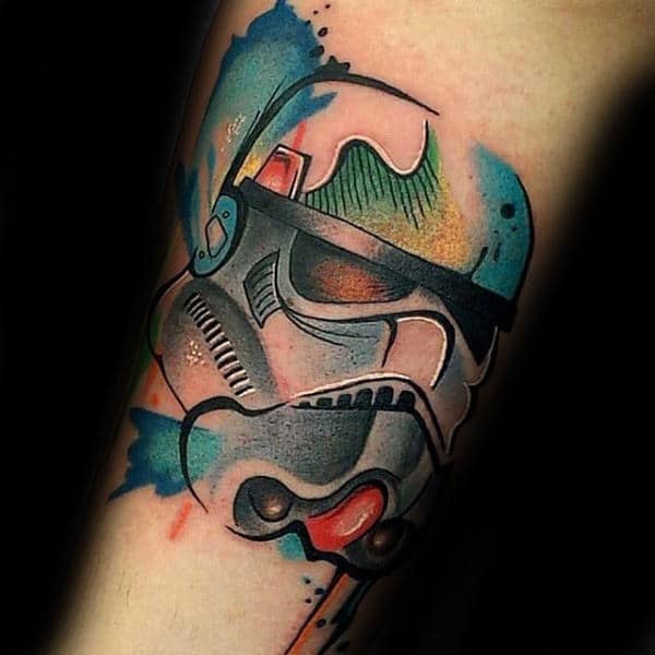 Colorful Male Stormtrooper Arm Tattoos For Guys