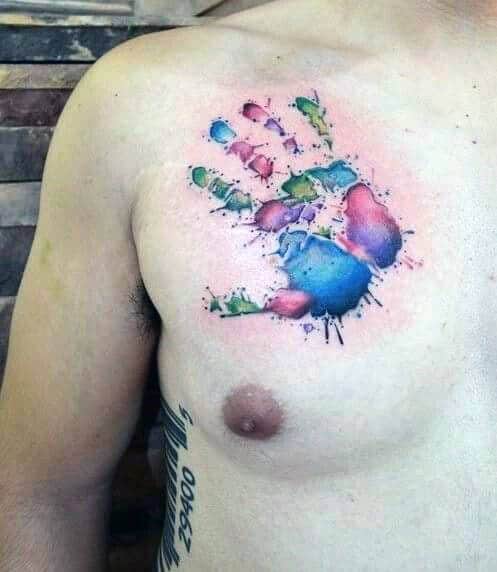 Colorful Mens Handprint Watercolor Tattoo Designs