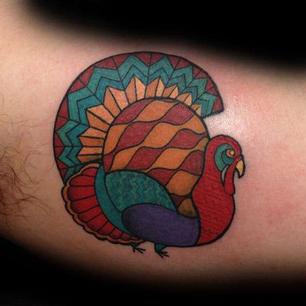 Colorful Mens Turkey Arm Tattoos