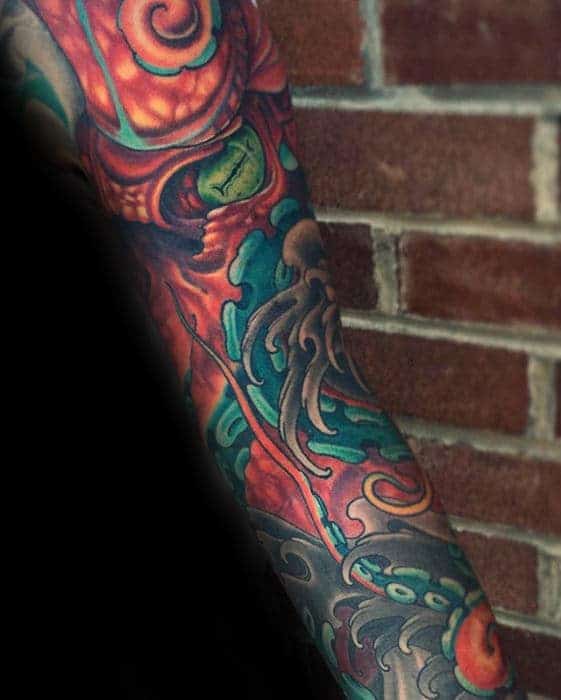 colorful-new-school-octopus-sleeve-tattoos-for-males