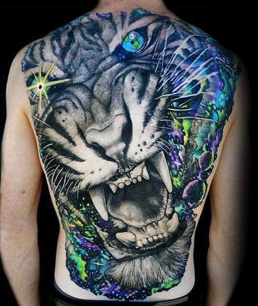 colorful-outerspace-cool-mens-back-tiger-tattoos