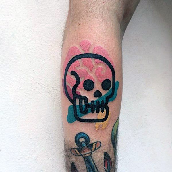 colorful-simple-skull-male-leg-tattoo-inspiration