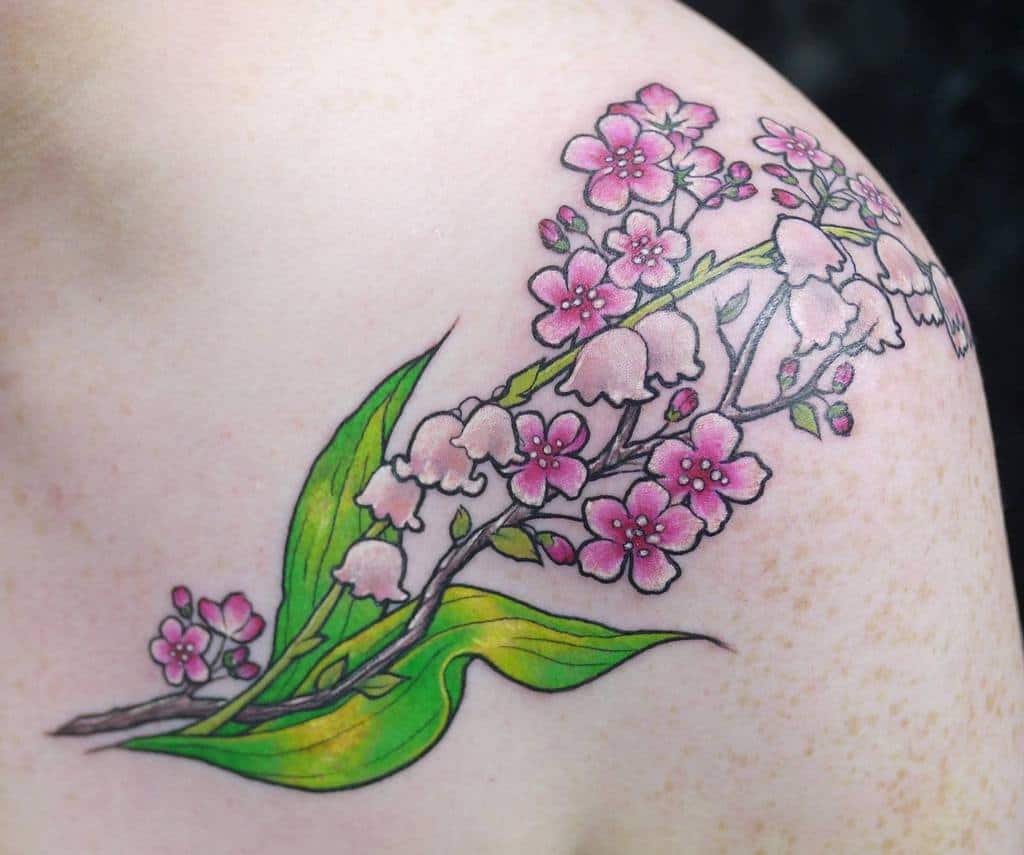 colour-inked-shourlder-lily-of-the-valley-tattoo-kariannetattoo